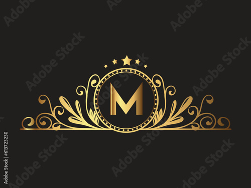 luxury m logo creative modern business logo,mc unique letter mark logo color golden & black