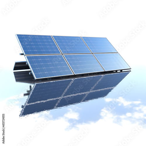 illustration solar panels isolated on white background. Ecological  clean energy   Solar cells. Generative AI