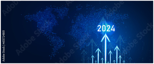 Planning,opportunity, challenge and business strategy in new year 2024.