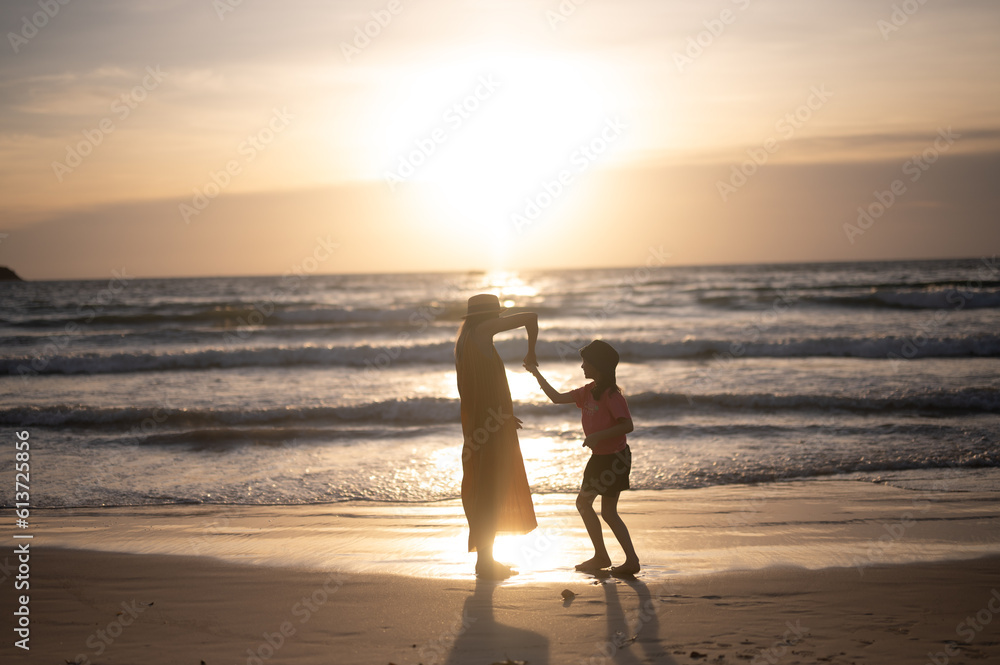 child, mother, summer, beach, person, sunset, family, happy, woman, vacation, sea, daughter, together, girl, holiday, lifestyle, fun, little, joy, female, young, childhood, water, outdoor, silhouette,