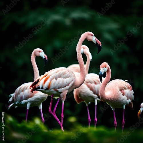 Flamingos group, flamboyance in the wild, photography, Full shot