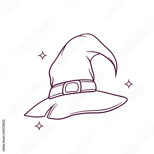 Hand Drawn Witch Hat. Doodle Vector Sketch Illustration