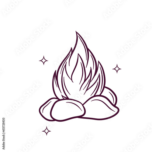 Hand Drawn Bonfire. Doodle Vector Sketch Illustration