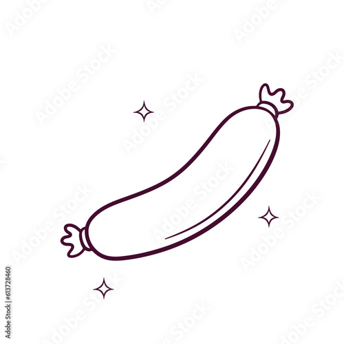 Hand Drawn Sausage. Doodle Vector Sketch Illustration
