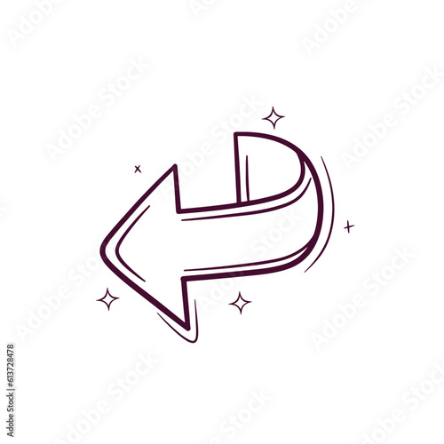 Hand Drawn Arrow Turn Left. Doodle Vector Sketch Illustration