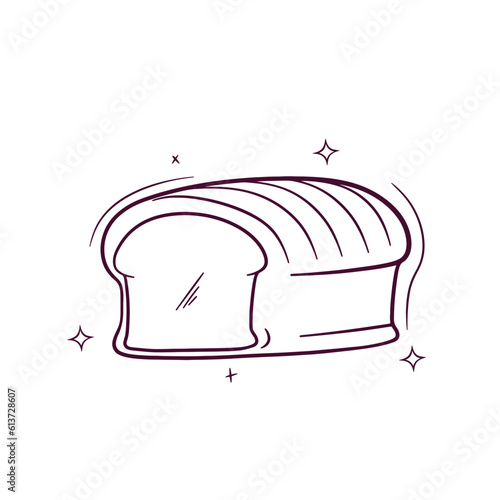 Hand Drawn White Bread. Doodle Vector Sketch Illustration