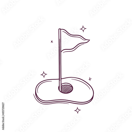 Hand Drawn Mini Golf Icon. Doodle Vector Sketch Illustration