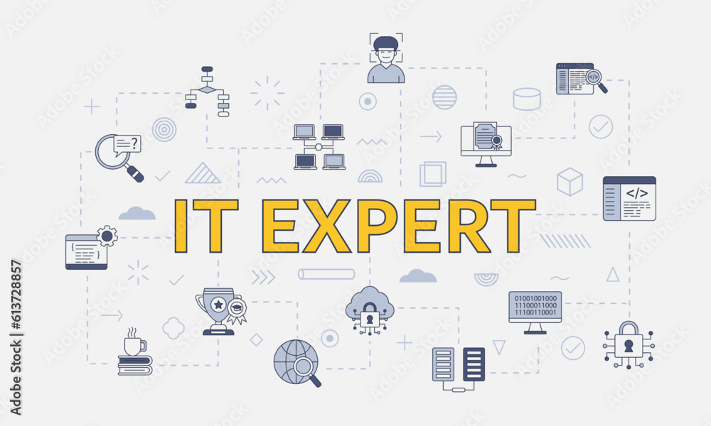 it expert concept with icon set with big word or text on center
