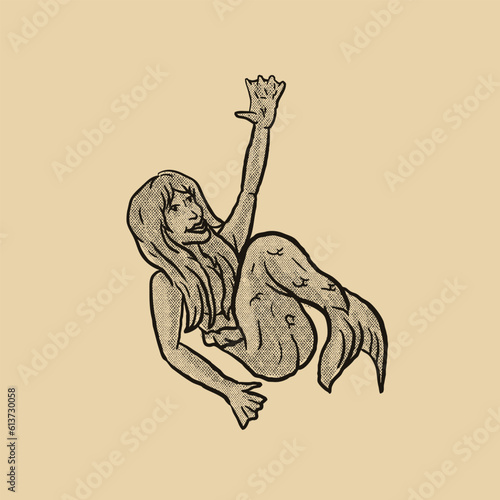 hand drawn illustration of mermaid 