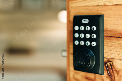 push button lock on hotel door