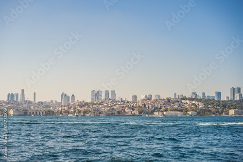 A panorama photo of Bosporus strait, Istanbul. Turkiye © galitskaya