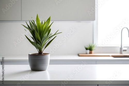 Pristine White Countertop in a Minimalistic Kitchen. Generative AI ©  Creative_studio