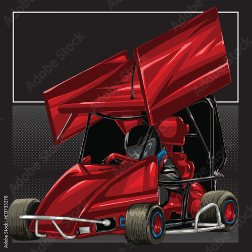 red drag race illustration isolated in black background for poster, t-shirt, graphic design, business element, and card
