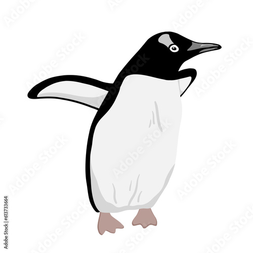 Cute Penguin. Flat vector illustration isolated on white.