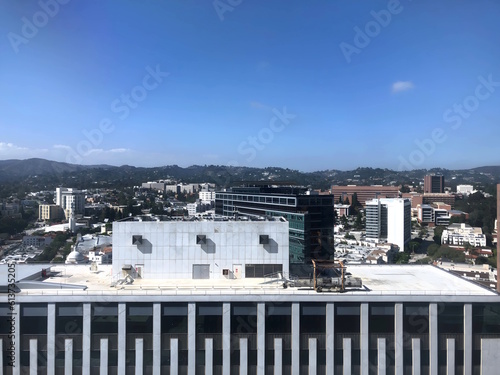 view of the city rooftops and mountains in Los Angeles