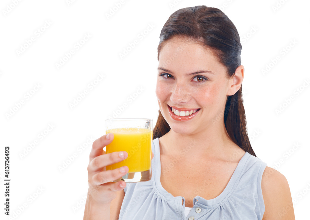 Portrait, smile and woman with orange juice, health and model isolated on a transparent background. Face, female person or girl with hydration liquid, natural detox or wellness with png and nutrition Portrait, smile and woman with orange juice, health and model isolated on a transparent background. Face, female person or girl with hydration liquid, natural detox or wellness with png and nutrition