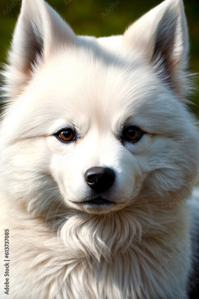 beautiful white American Eskimo Dog, photography, Generative AI illustrations beautiful white American Eskimo Dog, photography, Generative AI illustrations