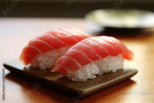 Nigiri tuna. Traditional Japanese cuisine. Generative AI.