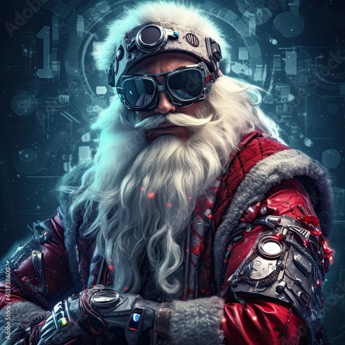 Surly Cyberpunk Santa Sparks Attitude at Christmas: Generative AI