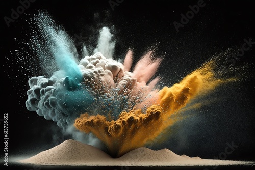 Sand explosion. Bomb detonating in the desert. generative AI
