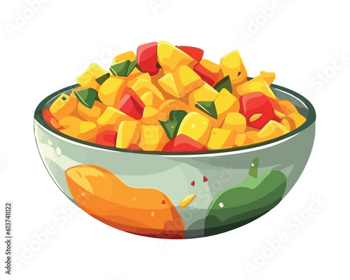 Fresh salad bowl with organic and fruit