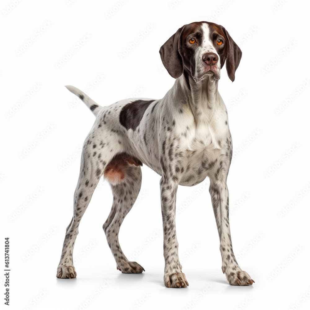 Pointer dog isolated on a white background, ai generative.
