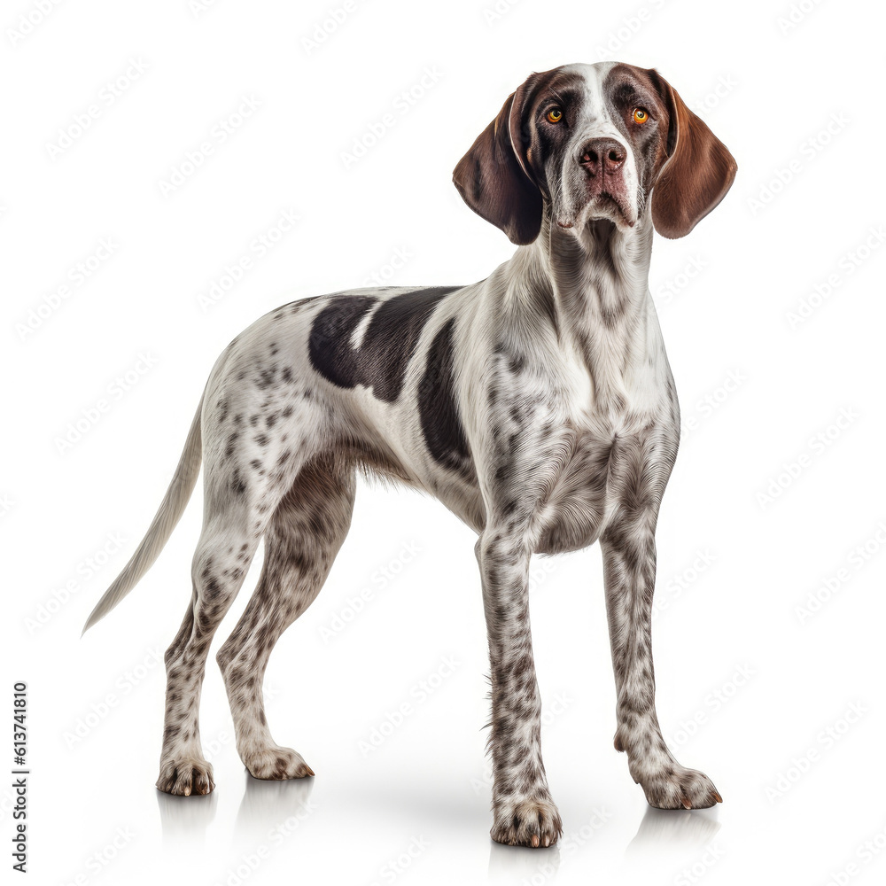 Pointer dog isolated on a white background, ai generative. Pointer dog isolated on a white background, ai generative.
