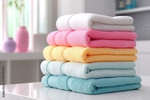 Stack of bath towels photo