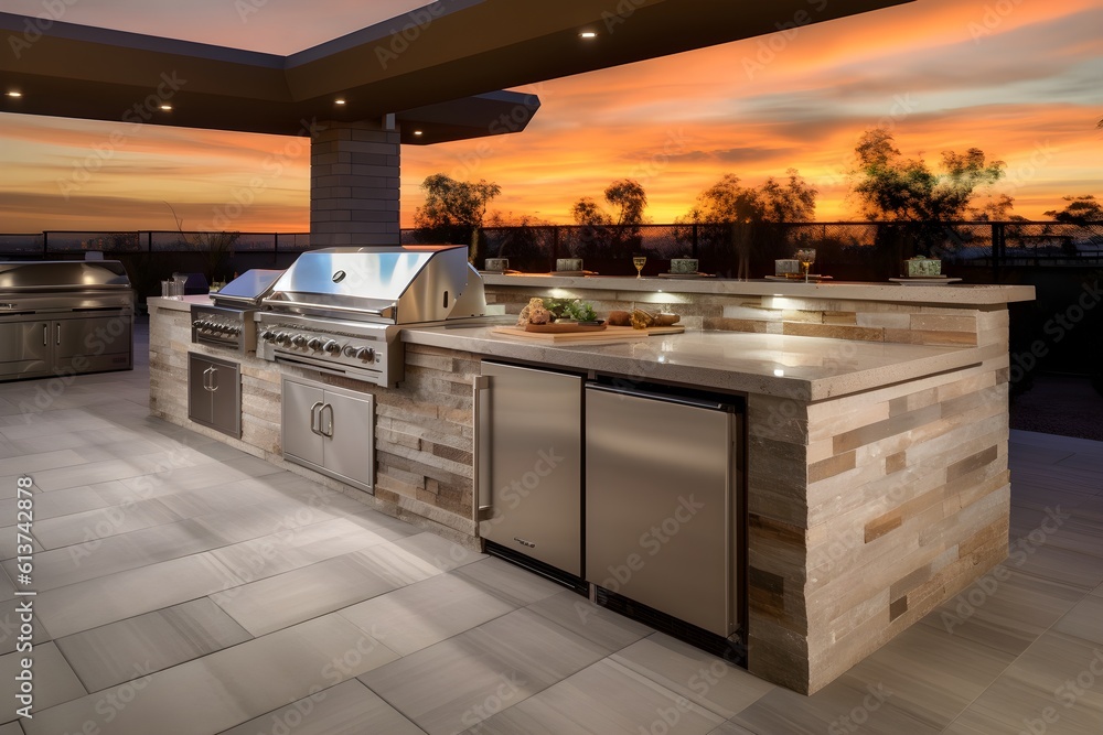 Beautiful custom outdoor kitchen & living area design of high-end ...