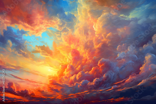 Oil painting, Clouds background