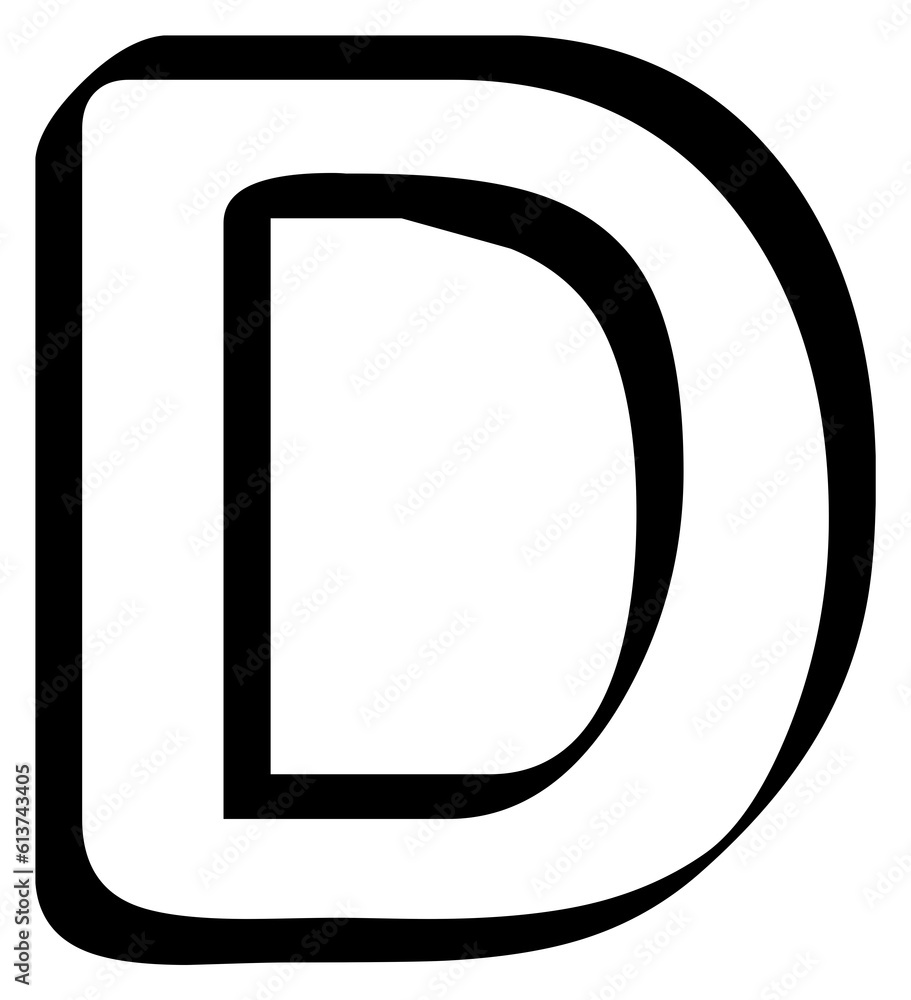 Modern uppercase letter D alphabet character isolated on transparent background. Classic lettering minimal fashion design. Modern uppercase letter D alphabet character isolated on transparent background. Classic lettering minimal fashion design.