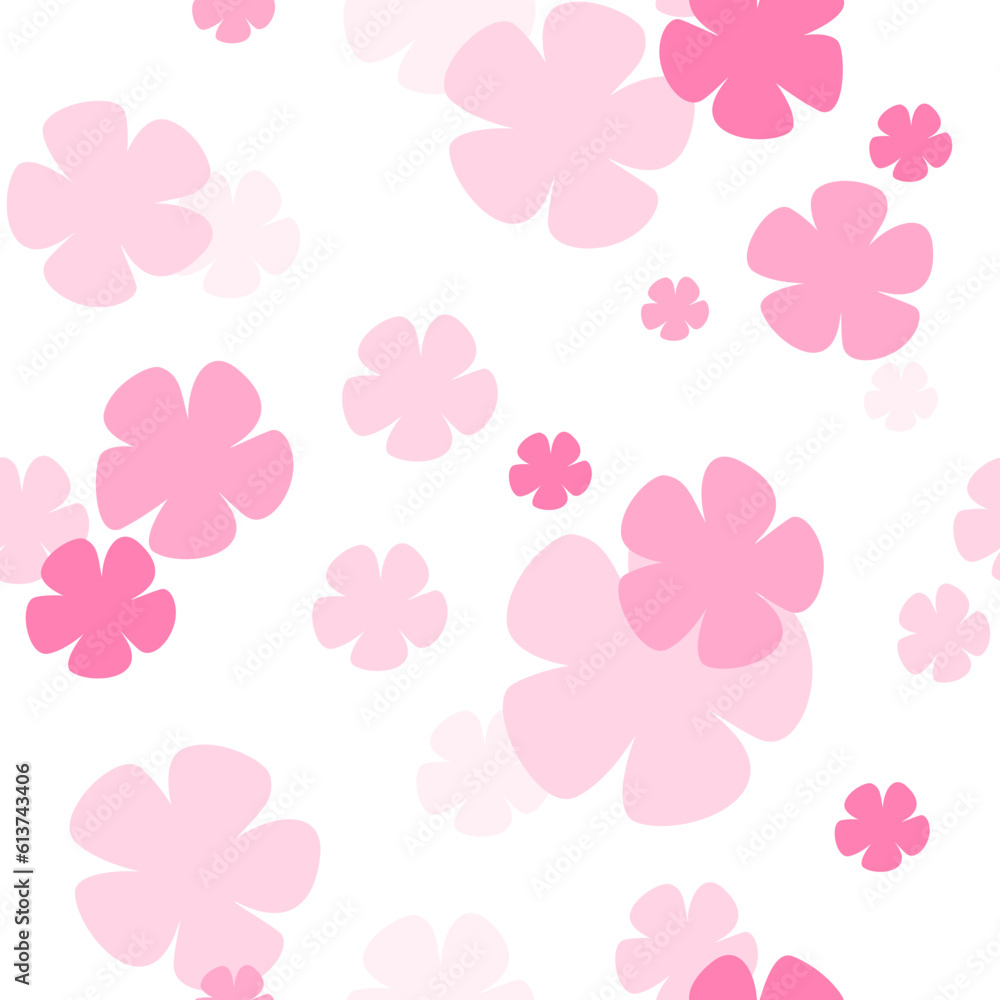 seamless pattern with pink flowers on white background
