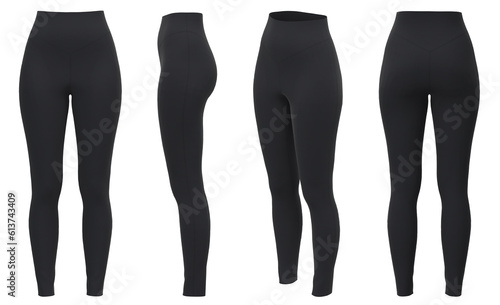 Yoga Pants. Leggings mockup. Women leggins template. Black Sport Yoga pants photo