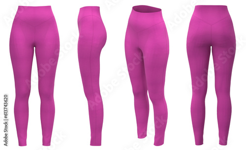 Yoga Pants. Leggings mockup. Women leggins template. Pink Sport Yoga pants