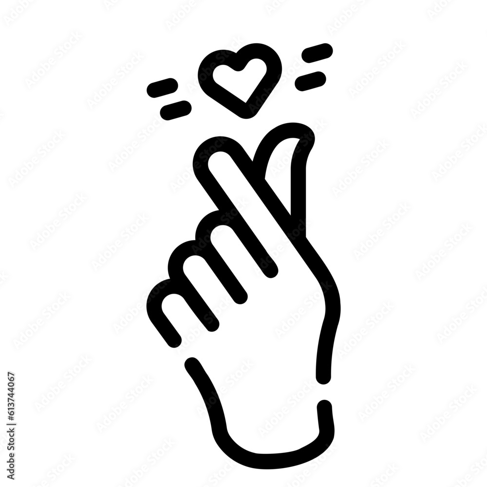 finger heart Line Icon finger heart Line Icon