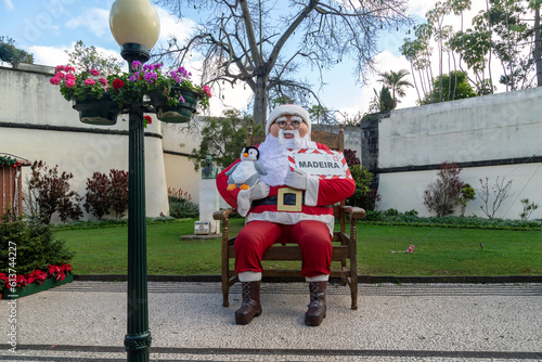 big statue of Santa Claus on the island of Madeira (Portugal)