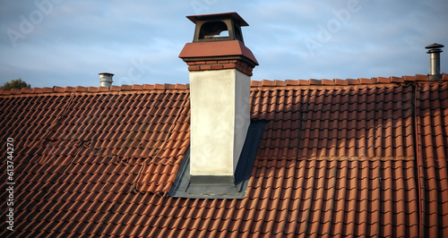Wallpaper Mural a Chimney on red tiled roofs Torontodigital.ca
