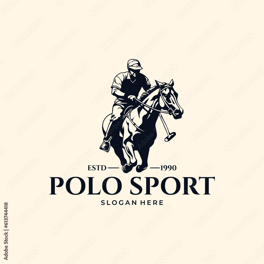 Polo horse and player sign Logo vector design
