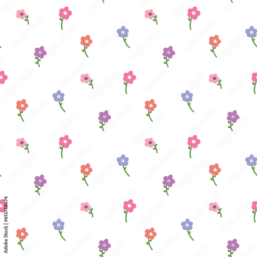 Seamless Pattern with Flower Design on White Background