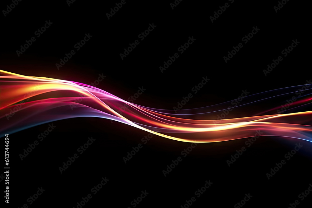 Fototapeta premium Abstract Speed light trails effect path, fast moving neon futuristic technology background, future virtual reality, motion effect, curve of neon bright, highway speed light, with Generative Ai.
