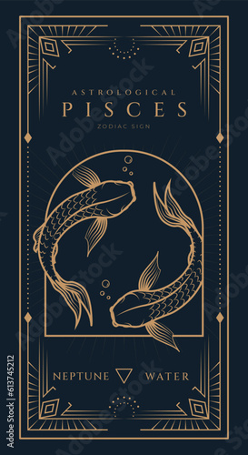 Pisces Signs Symbol Zodiac Illustration