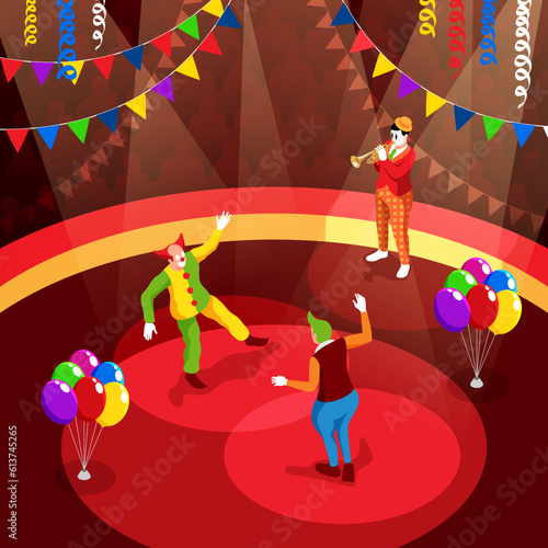 Clowns Isometric Illustration