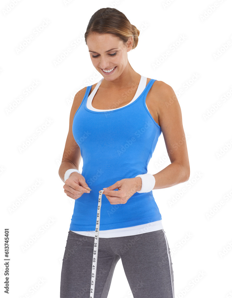Diet, body and woman with a tape measure, fitness or healthy model isolated against a transparent background. Female person, girl or athlete with weight loss, progress or slim waist with png or goals Diet, body and woman with a tape measure, fitness or healthy model isolated against a transparent background. Female person, girl or athlete with weight loss, progress or slim waist with png or goals