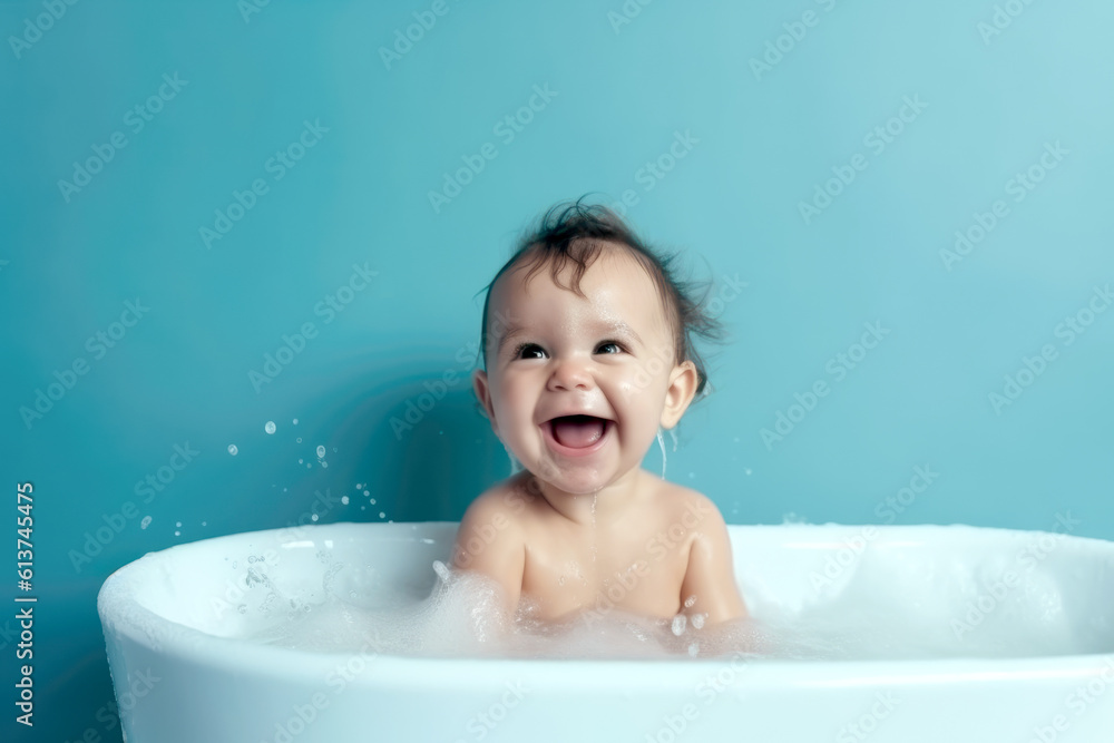 Cute baby in bathtub , Generative ai Cute baby in bathtub , Generative ai