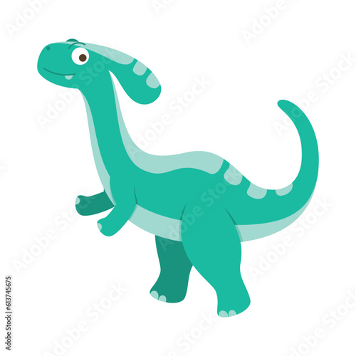 Dinosaur Cartoon Illustration Isolated In White Background. Adorable comic dinosaurs character. Cute baby dinosaur. Prehistoric cartoon animals of Jurassic era.