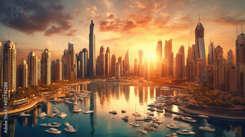 Capturing the Magical Dubai Sunset - Immerse yourself in the awe-inspiring beauty of a Dubai sunset with this captivating image