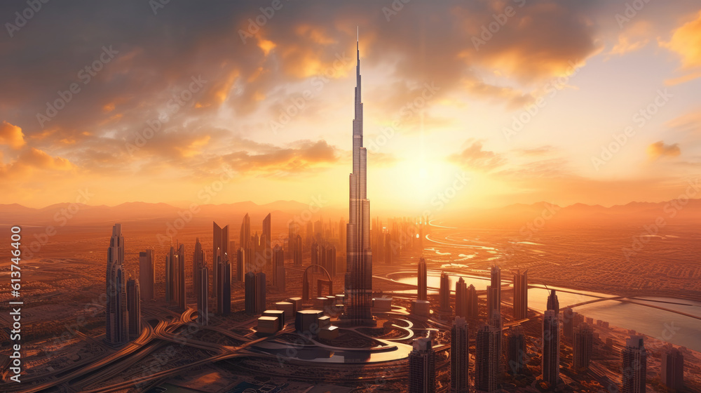 Capturing the Magical Dubai Sunset - Immerse yourself in the awe-inspiring beauty of a Dubai sunset with this captivating image