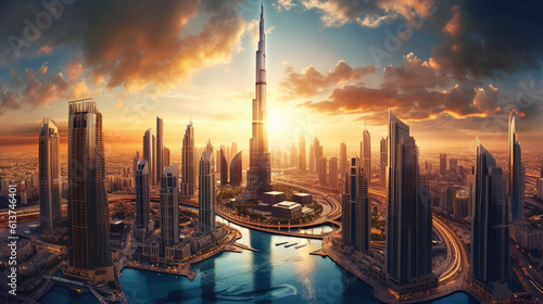 Leinwand Poster Capturing the Magical Dubai Sunset - Immerse yourself in the awe-inspiring beaut