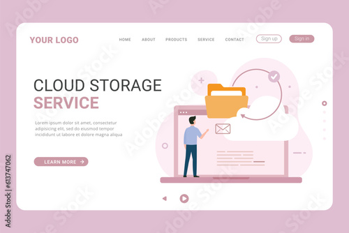 Landing page cloud storage service