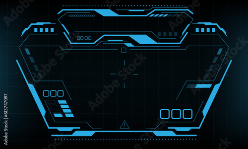 HUD sci-fi interface screen blue dashboard digital view design virtual reality futuristic technology display vector
